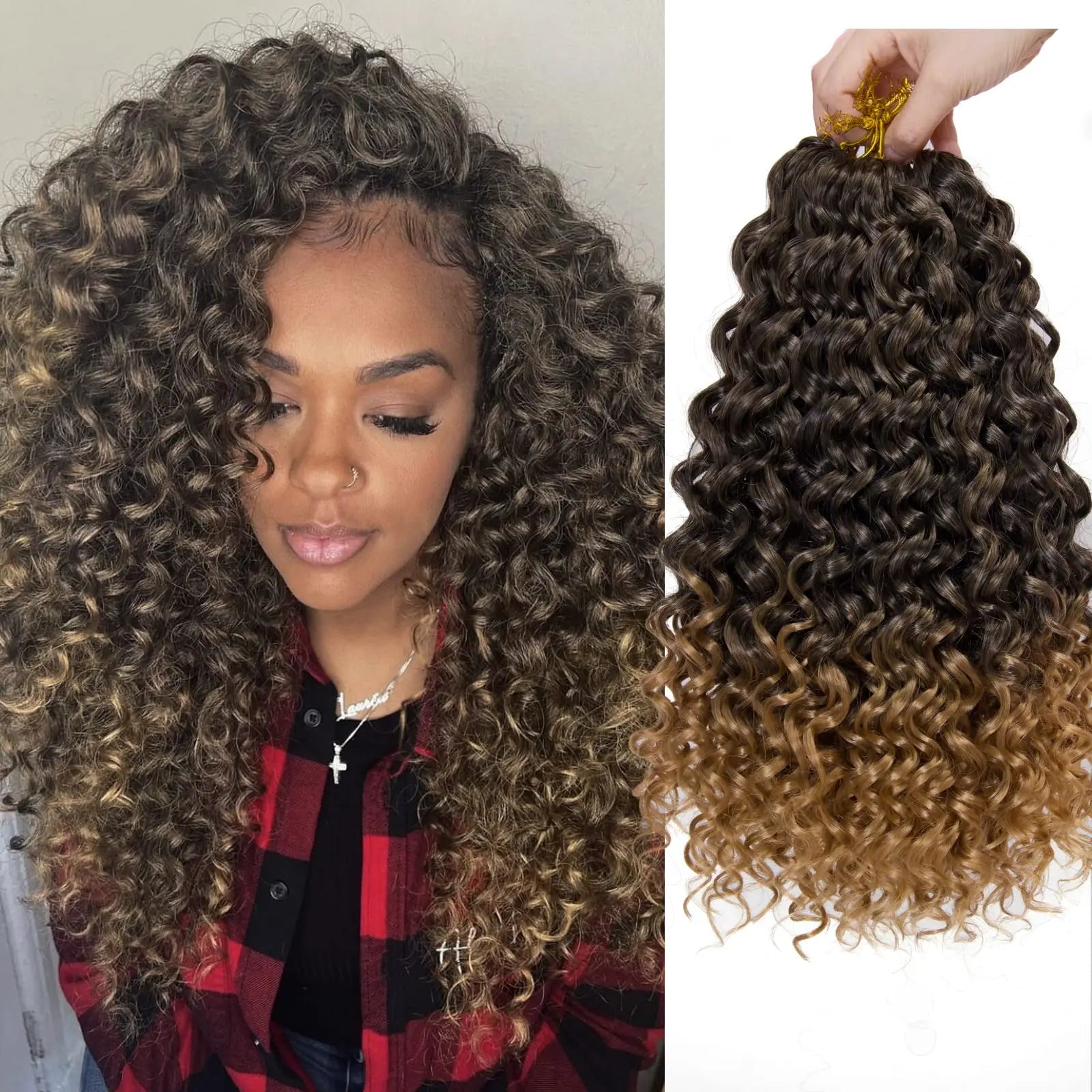 Crochet hair GoGo Curl for Black Women Short Beach Curl Bohemian Crochet Braids Natural Black Deep Wave Braiding hair Extensions