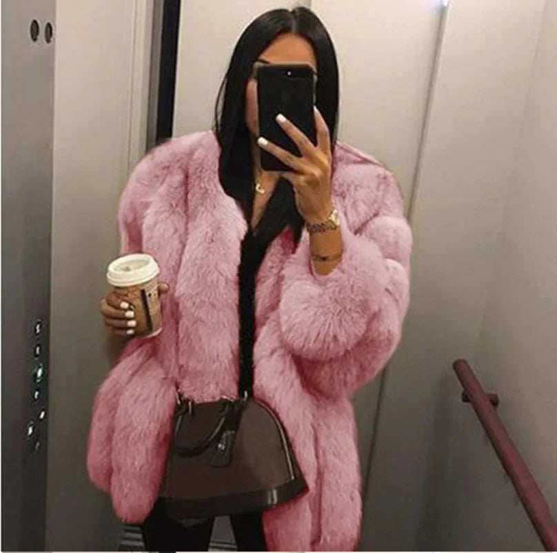 Fall Faux Fur Jackets for Women Long Puff Sleeve Woman Coat Solid Short Warmth Outerwear Clause Ladies Elegant Streetwear