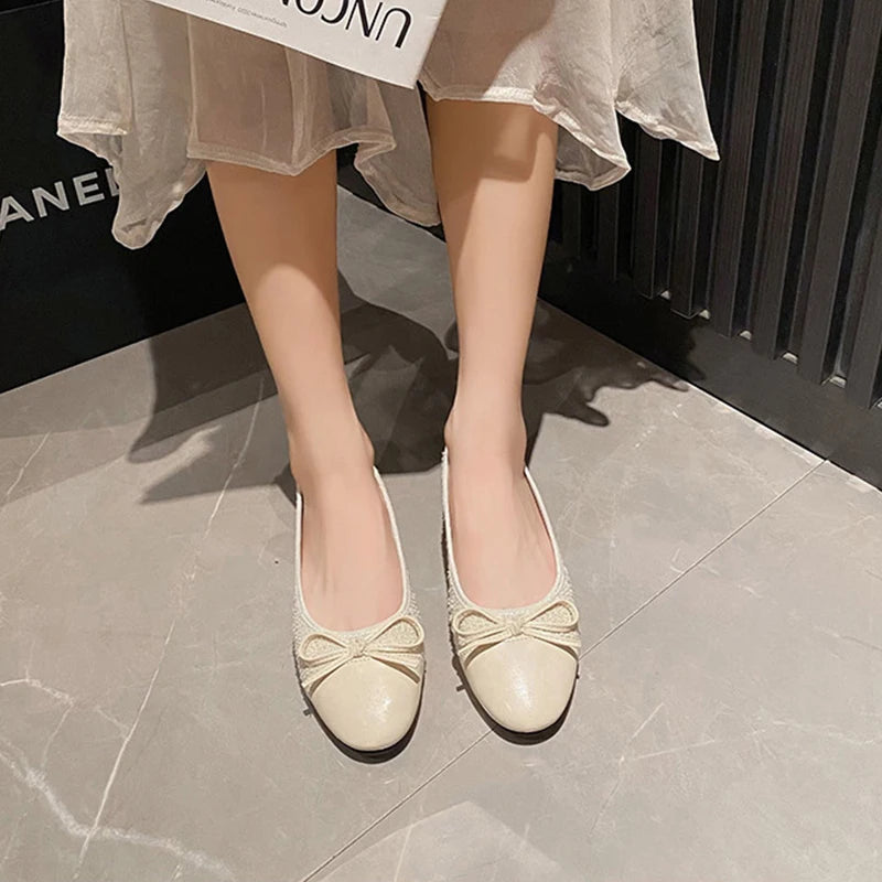 2024 Luxury Woman Flat  Sandal Dress Shoes High Heels Retro Closed Square Toe Mules Shoes Girls Wedding Shoe Casual Flat Shoes