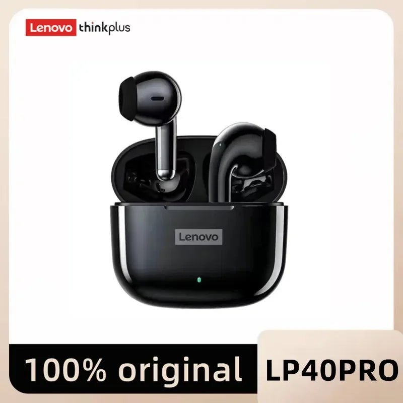 KIMLUD, Original Lenovo LP40 Pro TWS Earphones Wireless Bluetooth 5.1 Sport Noise Reduction Headphones Touch Control 250mAH Earphones, LP40PRO black, KIMLUD APPAREL - Womens Clothes