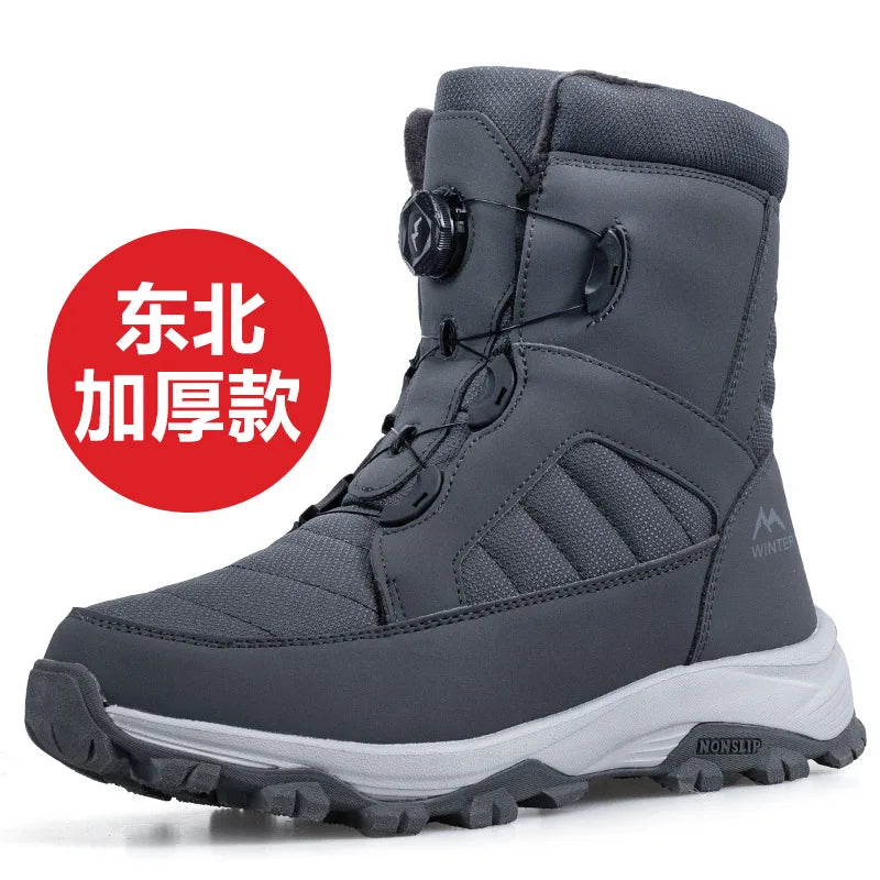 Men's Snow Boots with Thick Fleece Women Ankle Boots Waterproof and Anti Slip Winter Fashion Travel Big Cotton Shoes Size 36-46