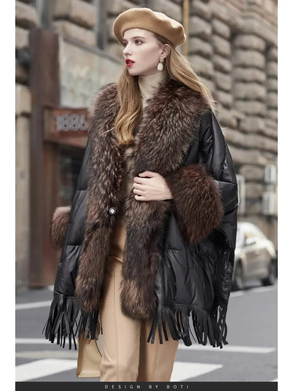 2024 European White Goose Down Down Coat Trend Fashion American Women Winter Jacket Real Raccoon Fur Streetwear Fashion Cloak