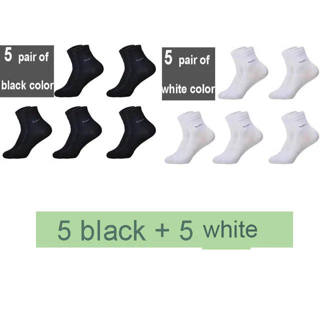 KIMLUD, 10Pairs/Lot Men Bamboo Socks Brand Comfortable Breathable Casual Business Men's Crew Socks High Quality Guarantee Sox Male Gift, 5 black  5 white / size 38-45, KIMLUD APPAREL - Womens Clothes