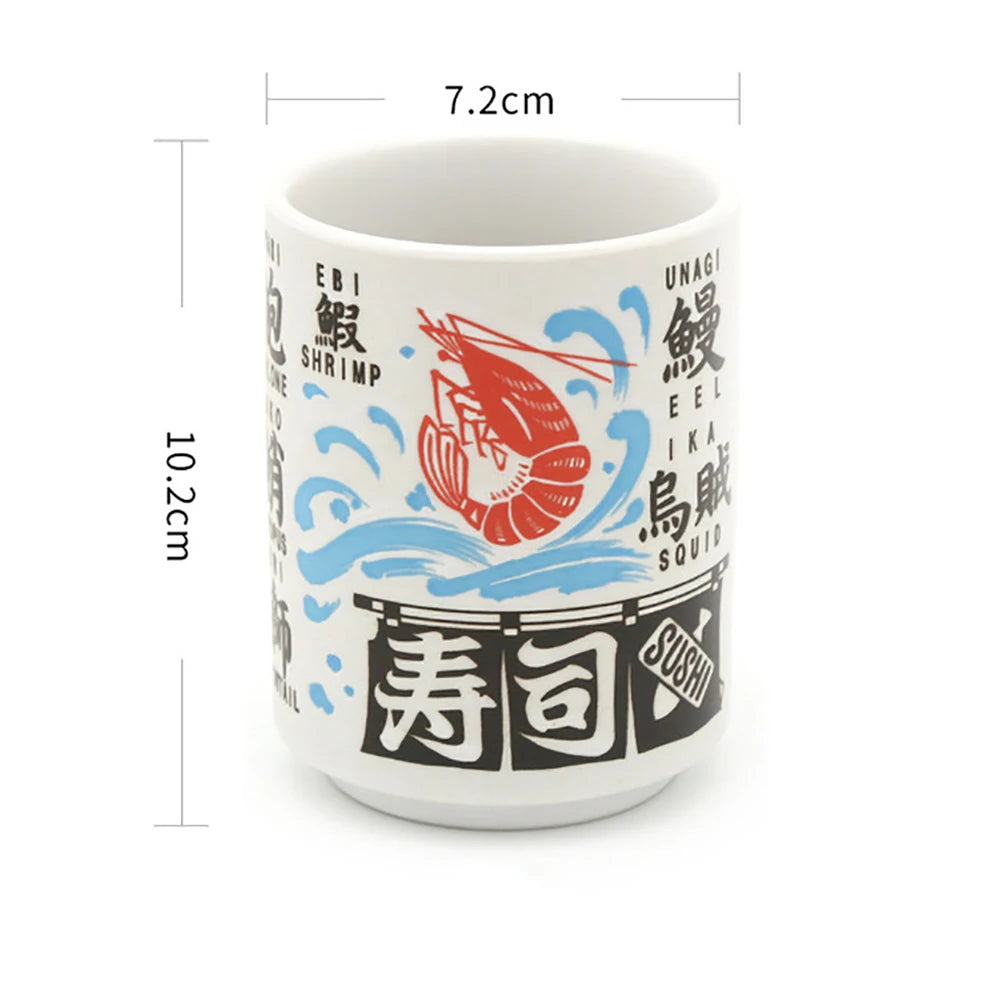 Japanese Impression Ceramic Mugs 300ml Tea Wine Sushi Sake Cup Funny Family Restaurant Decoration Travel Gift for Friends