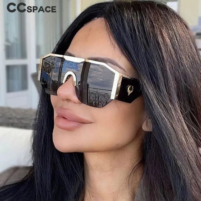 53016 Oversized Square Luxury Sunglasses Brand Designer Fashion Men Women Shades Uv400 Vintage Glasses - KIMLUD