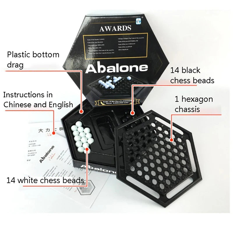 Abalone Table Games Portable Chess Set Family Board Game For Children Kids - KIMLUD