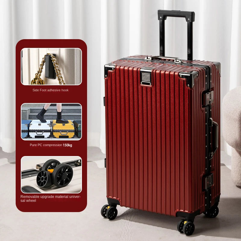 New Aluminum Frame Suitcase Large Capacity Suitcase on wheels 20/22/24/26/28/30 Inch Trolley Case Password Boarding Box