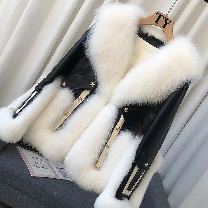 2024 High-End Womens Whole Hide Imitation Fox Fur Fur Coat Winter Short Fur One Warm Jacket Fashion Female Cold Parka Fur Coats