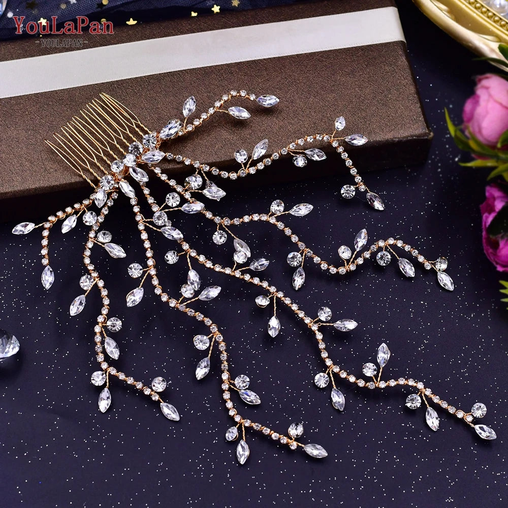 YouLaPan Bling Rhinestone Headband Wedding Bridesmaid Headwear Women Fashion Hair Accessories Handmade Bride Tiara HP438 - KIMLUD