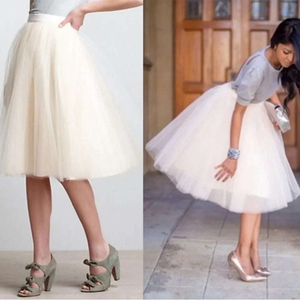 Women's Puffy Retro Vintage Crinoline Underskirt Tulle Tutu Skirt jupon Short Petticoats For Prom Party Dress Wedding