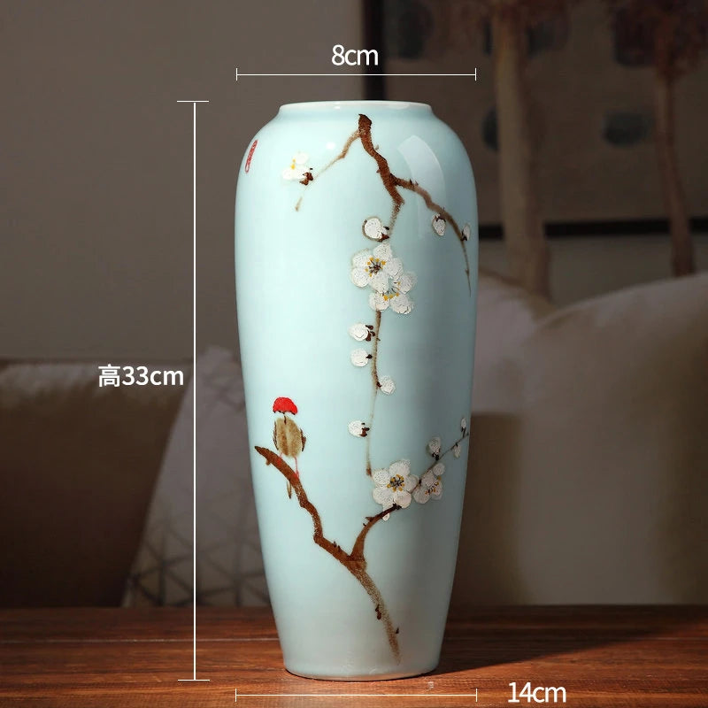 KIMLUD, Modern Chinese Hand-painted Vases, Living Room Ceramic Light Luxury Table Decorations, Countertop Vases, Produced in Jingdezhen, C, KIMLUD Womens Clothes