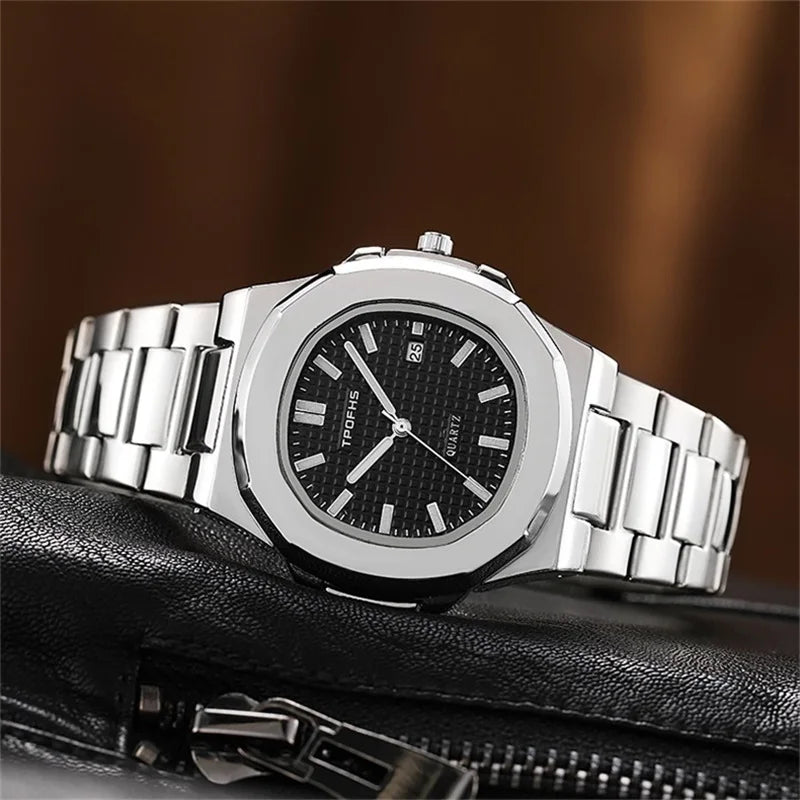 Luxury Watch Business 30M Waterproof Male Clock Luminous Date Stainless Steel Square Quartz Men Watch reloj hombre 2024 New