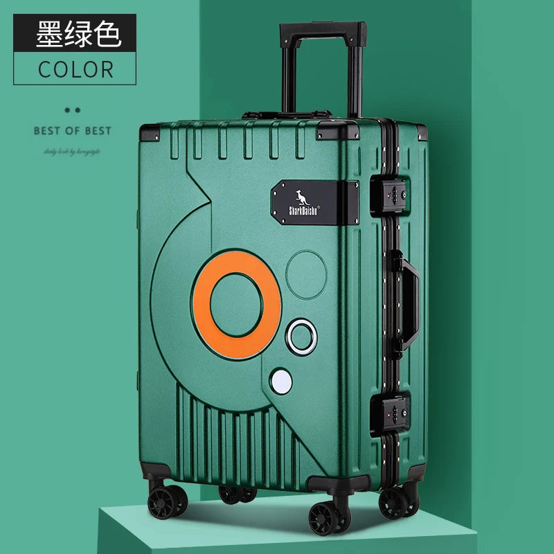 New Aluminum frame fashion travel luggage silent large-capacity trolley suitcase 20 inch suitcase carry on 24 inch password box