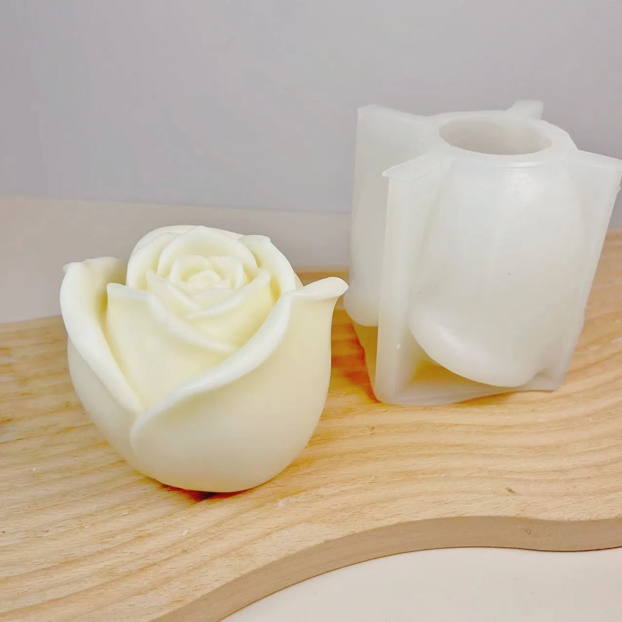 3D Large rose candle silicone mold Valentine's Day rose cake chocolate silicone mold home decoration resin plaster mold - KIMLUD