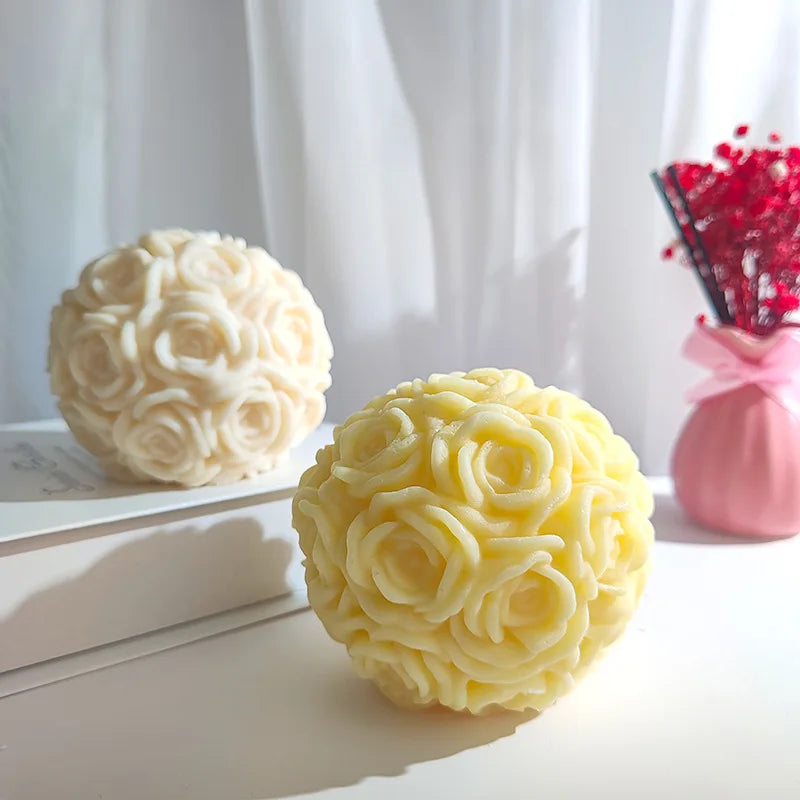 3D Large rose candle silicone mold Valentine's Day rose cake chocolate silicone mold home decoration resin plaster mold - KIMLUD