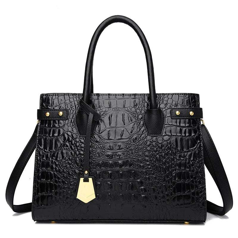 2024 Luxury Leather Handbag For Women New Ladies Crocodile Pattern Shoulder Crossbody Bag Large Capacity Shopper Casual Tote Sac - KIMLUD