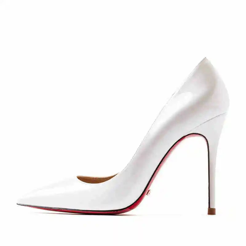 KIMLUD, Women's heels 2025 trend Leather Luxury Pumps Red Bottom Pointed Toe High Heels Elegant Stiletto Party Ladies Shoes Woman 12cm, KIMLUD Womens Clothes