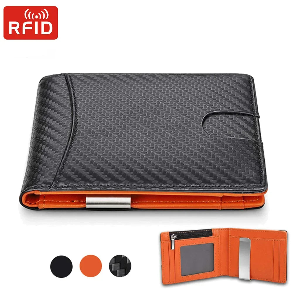 Rfid Carbon Fiber Card Holder Coin Purse Men Wallets Money Bags Slim Thin Coin Pouch Clutch Money Purse Male Black Wallet Choice