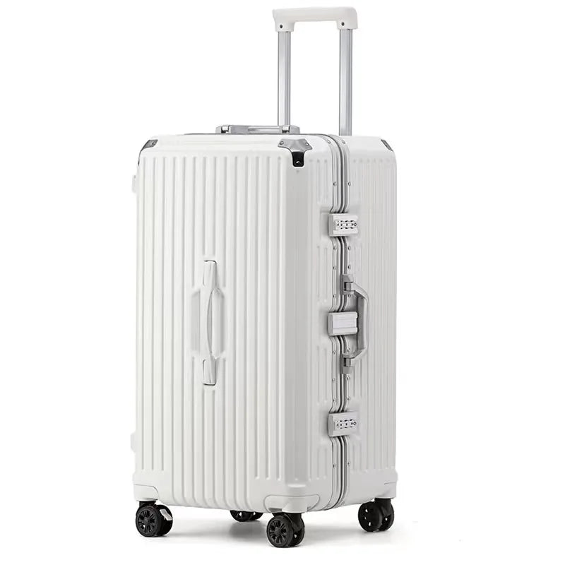 sushimu Suitcase Wide Handle Travel Suitcase Men 20 24 26 Carry-On Luggage Women PC Aluminum Frame Trolley Case