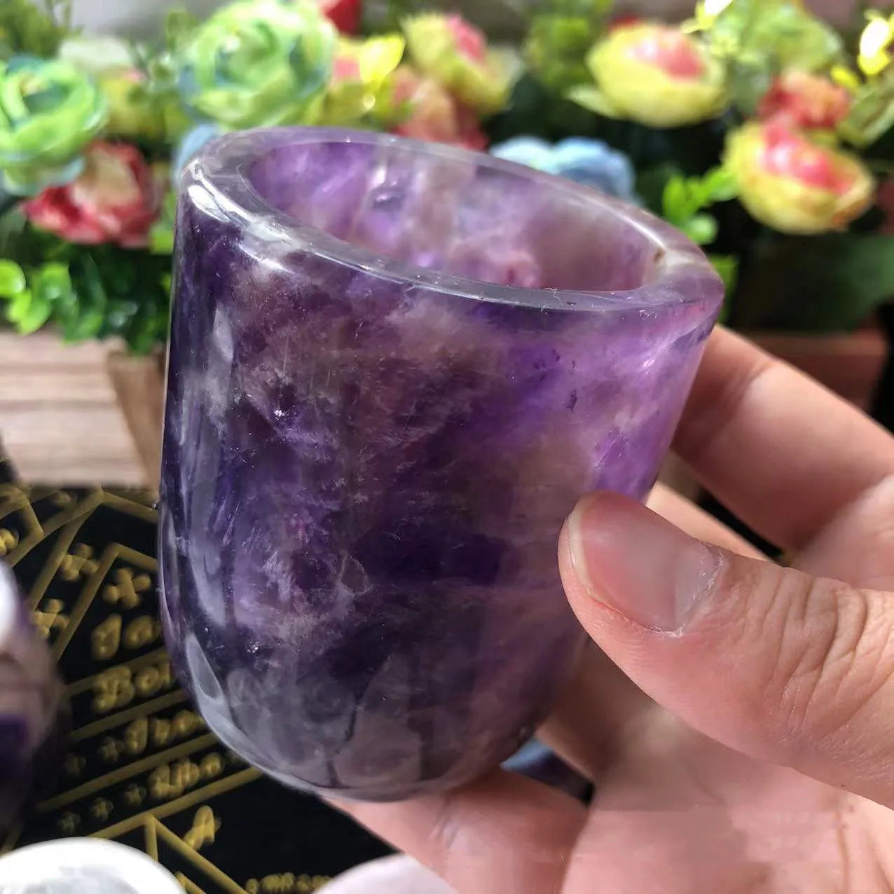 KIMLUD, Natural Crystal Amethyst Rose Quartz White Crystal Cup Hand Curved Geode Crystal Tea Coffe Milk Mug Collection Craft Home Decor, Amethyst / CHINA, KIMLUD APPAREL - Womens Clothes