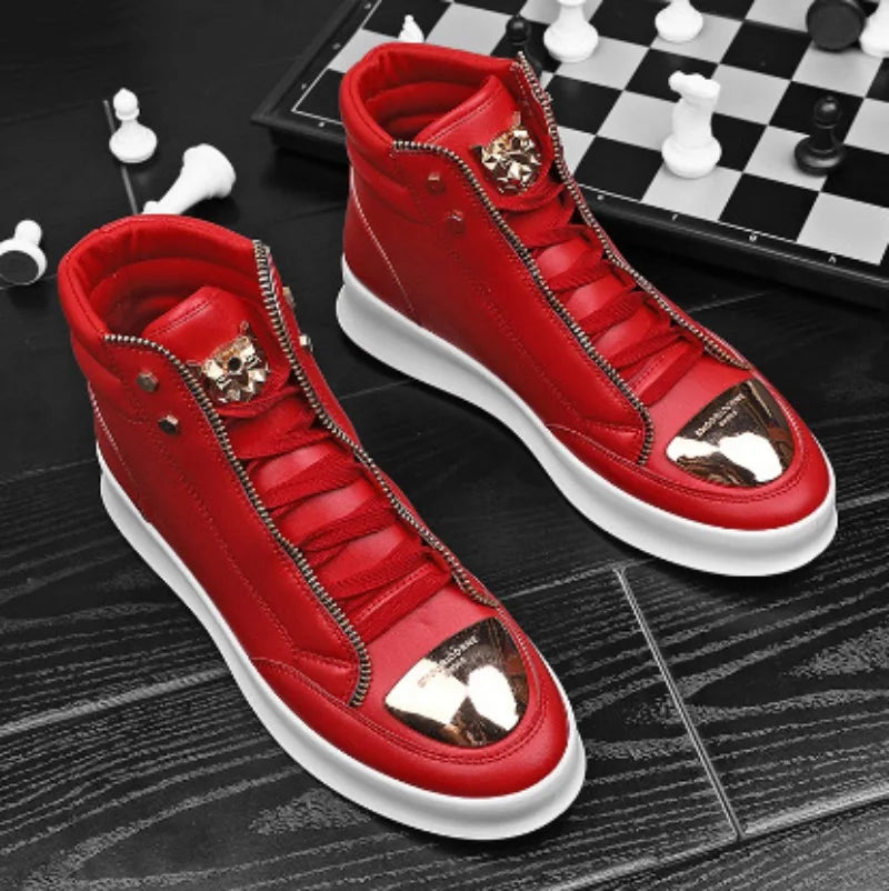 Luxury Mens Sneaker Fashion High Top Casual Boot Hip Hop Streetwear Skateboard Shoes for Men Leather Ankle Boots Tenis Masculino