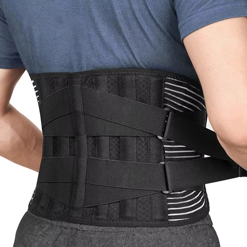 Men Women Lower Back Brace with 6 Stays Anti-skid Orthopedic Lumbar Support Breathable Waist Support Belt for Gym Pain Relief - KIMLUD