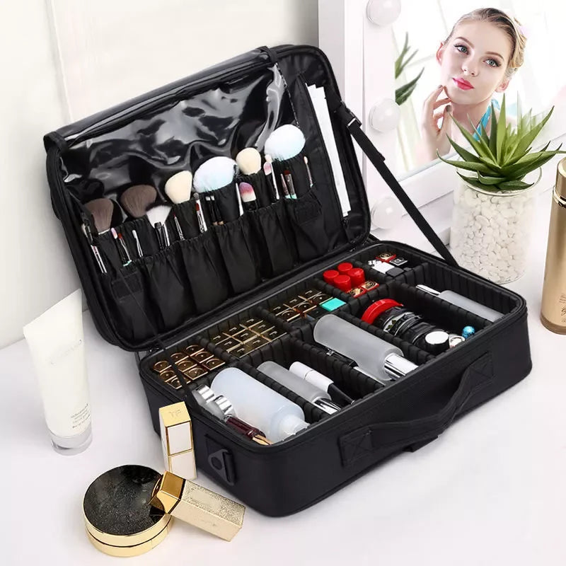 2023 New Makeup Cosmetic Case Waterproof Oxford Cloth Large Capacity Travel Storage Bag Tattoo Beautician Suitcases - KIMLUD