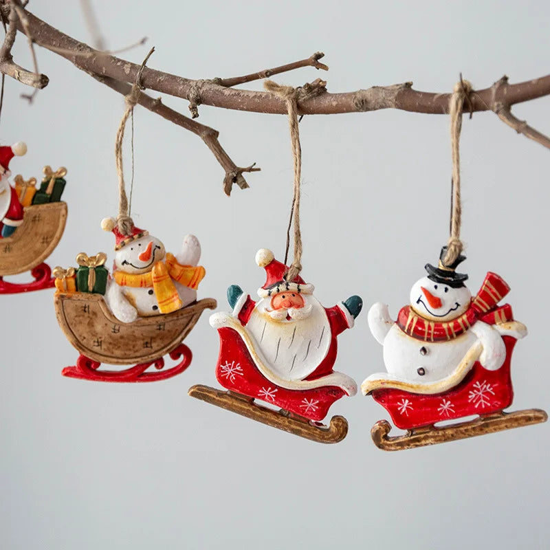 Christmas Santa Snowman Gingerbread Man Resin Pendant Christmas Tree Decoration Ornaments DIY Kids Toys Noel Navidad Kerst 2023