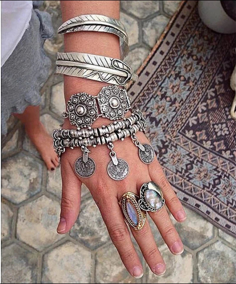 Retro Ethnic Coins Bracelet for Women Boho Beach Party Festival Bracelets Gypsy Afghan Turkish India Antalya Jewelry Accessories - KIMLUD