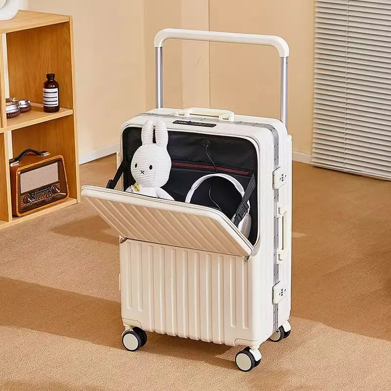 Wide Handle Front Opening Luggage 20" Suitcase Laptop Bag Multifunction Password Trolley Case Carrier 28-inch Large Capacity