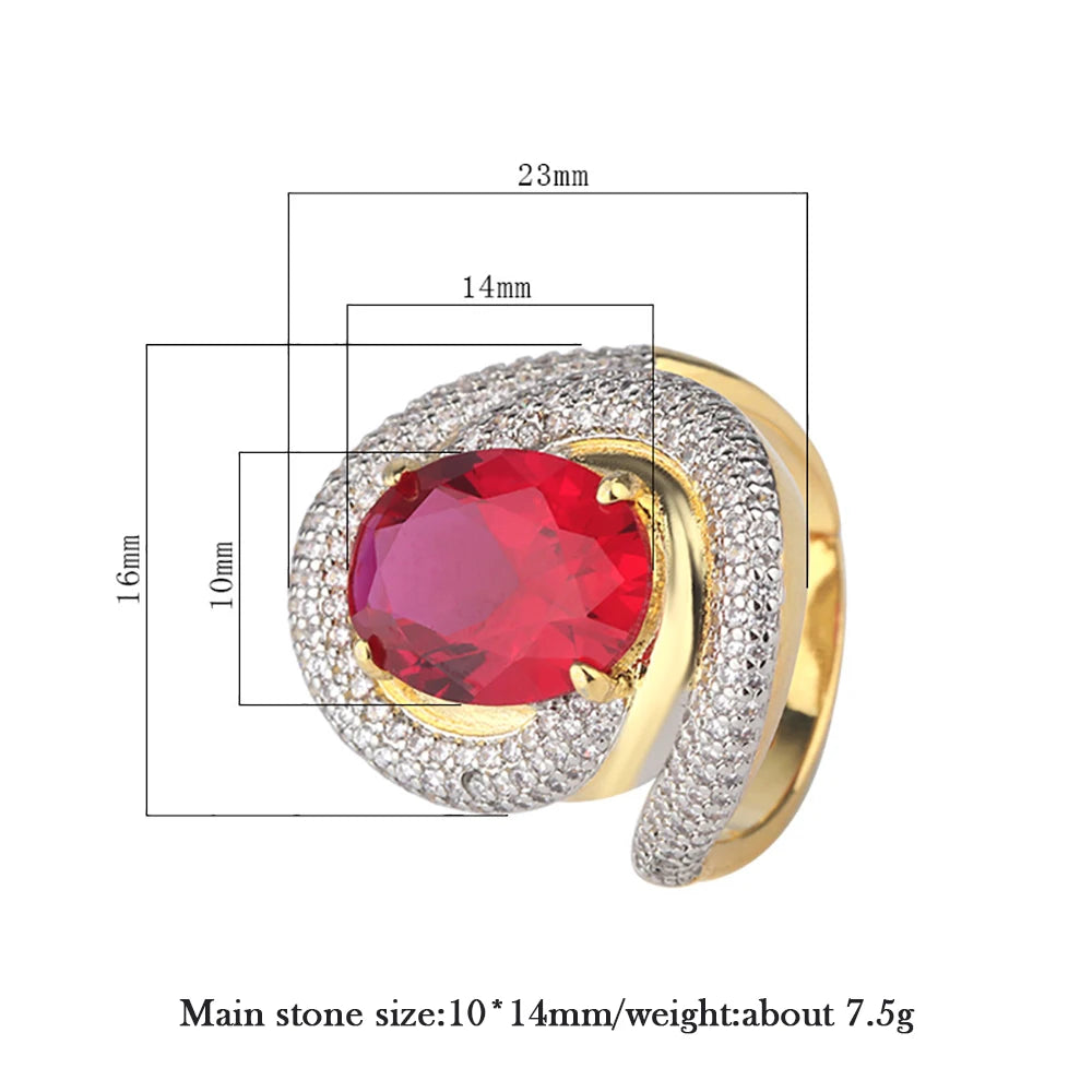 Women's Charms 10*14mm Ruby Emerald Amethyst Ring Wedding Bands Vintage Gemstone Party Fine Jewelry Anniversary Gift Accessories