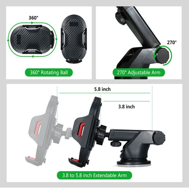 Sucker Car Phone Holder Mount Stand GPS Telefon Mobile Cell Support For iPhone 13 12 11 Pro Max X 7 8 Xiaomi Huawei Samsung