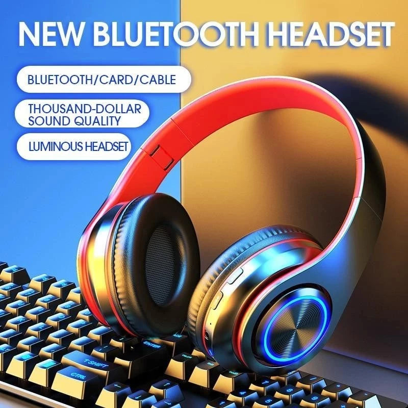 B39 Headphone With Wireless Bluetooth Colorful Light Pluggable Card Game Music Movement Bluetooth Headset for Phone - KIMLUD