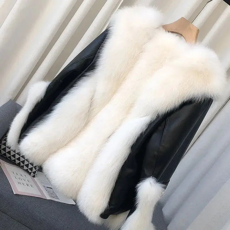 2024 High-End Womens Whole Hide Imitation Fox Fur Fur Coat Winter Short Fur One Warm Jacket Fashion Female Cold Parka Fur Coats