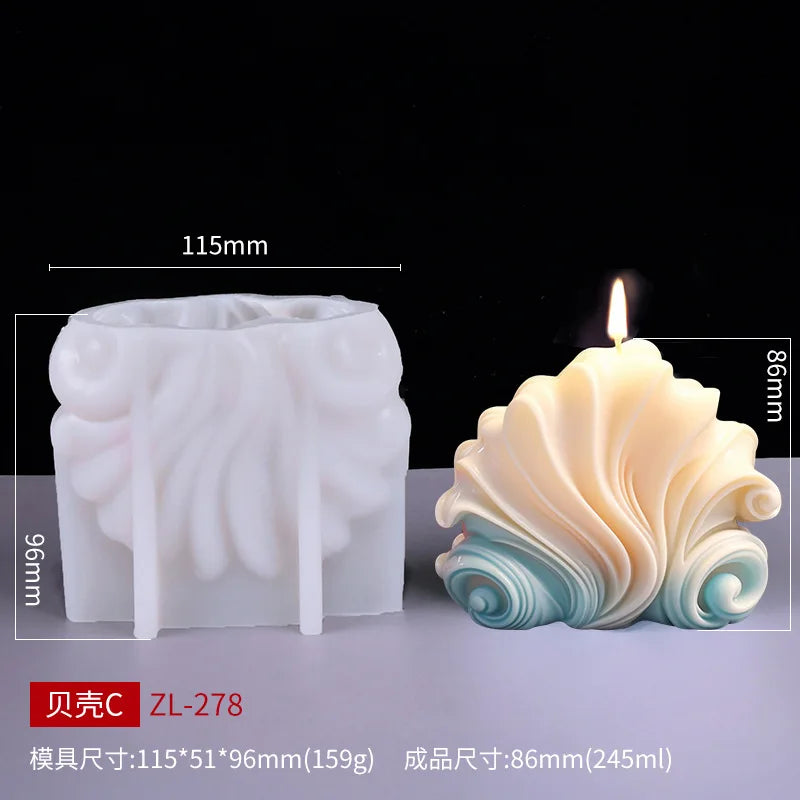 KIMLUD, New 3D Shell shaped candle silicone mold wave striped shell cake chocolate silicone mold soap mold water wave shell candle molds, only mold NO ZL-278, KIMLUD APPAREL - Womens Clothes