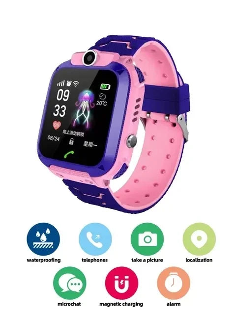 KIMLUD, 4G SIM Card Anti-lost Kids Smartwatch Boys and Girls Smart Watch Waterproof Positioning GPS Tracker Clock Phone Call for Kids, Pink, KIMLUD APPAREL - Womens Clothes