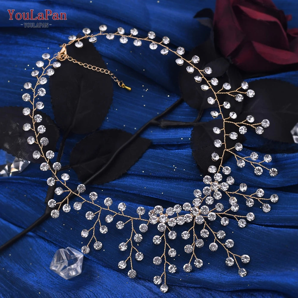 YouLaPan HN01 Shiny Crystal Bridal Necklace Ladies Women Collar Chain Choker Wedding Party Diamante Rhinestone Brides Jewelry