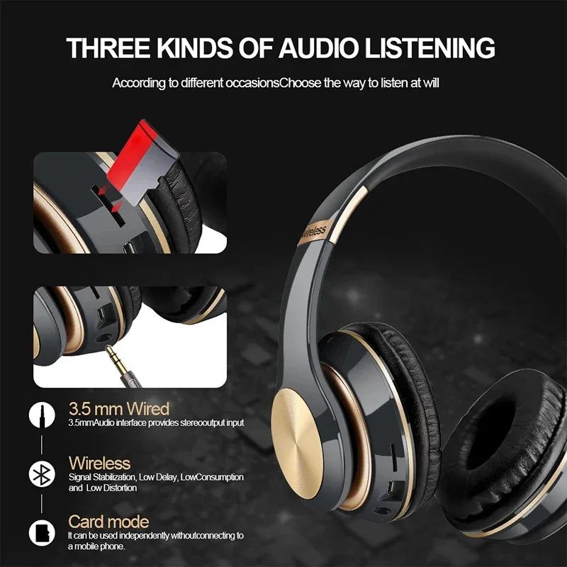 T5 Bluetooth Headphones Over Ear Head Wireless Earphones With Mic Music Headset Gamer Foldable Auriculare Fone For Huawei iPhone