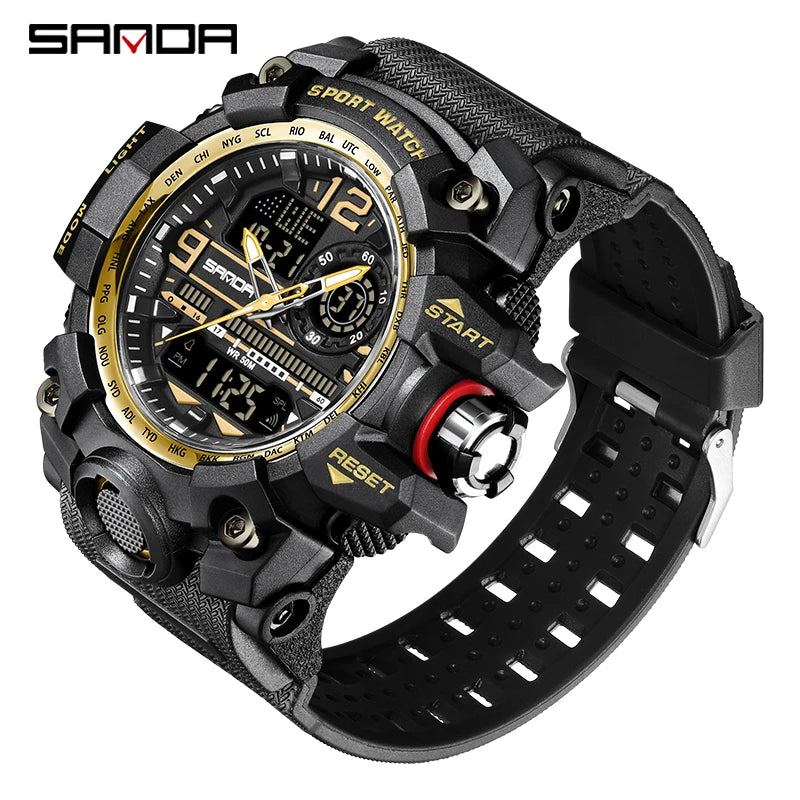 SANDA G Style New Men's Watches 50M Waterproof  Sports Military Quartz Watch For Male Digital Wristwatch Clock Reloj Hombre