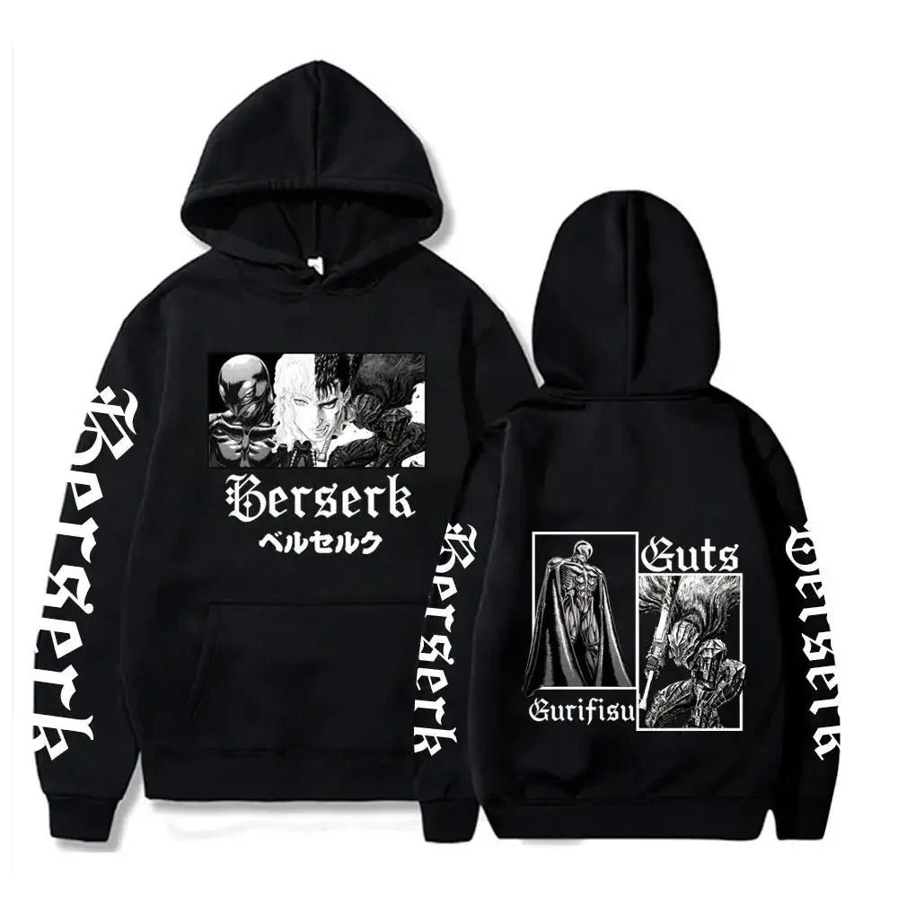 Berserk Guts Hoodies Men Women Graphic Print Long Sleeve Streetwear Japanese Style Manga Sweatshirts Fleece Loose Soft Clothing - KIMLUD