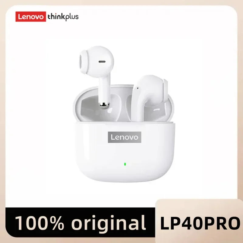 KIMLUD, Original Lenovo LP40 Pro TWS Earphones Wireless Bluetooth 5.1 Sport Noise Reduction Headphones Touch Control 250mAH Earphones, LP40PRO white, KIMLUD APPAREL - Womens Clothes