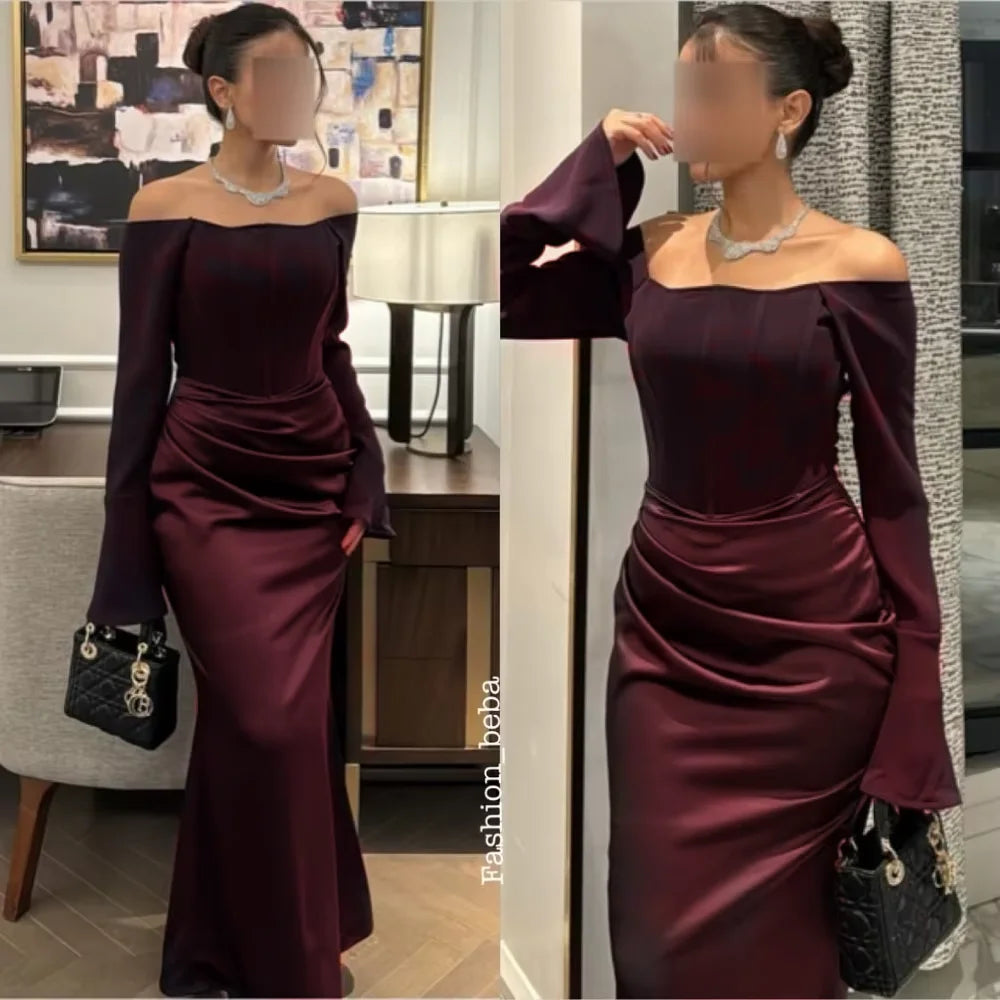 Customized Matching Pleat Trumpet Off-the-shoulder Long Dresses Bespoke Occasion Dresses High Quality Simple - KIMLUD