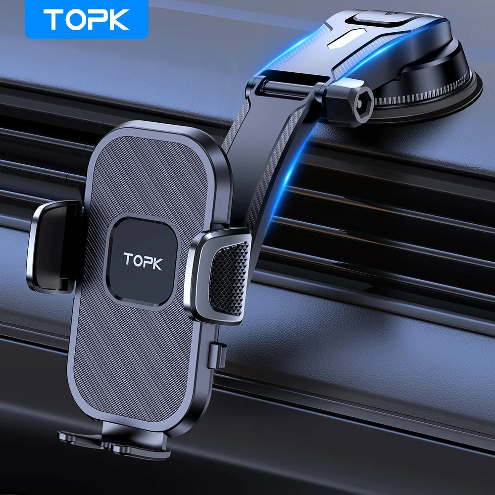 TOPK Phone Holder for Cars 2-IN-1, Car Phone Holder Mount for Dashboard & Air Vent Compatible with iPhone Samsung Android