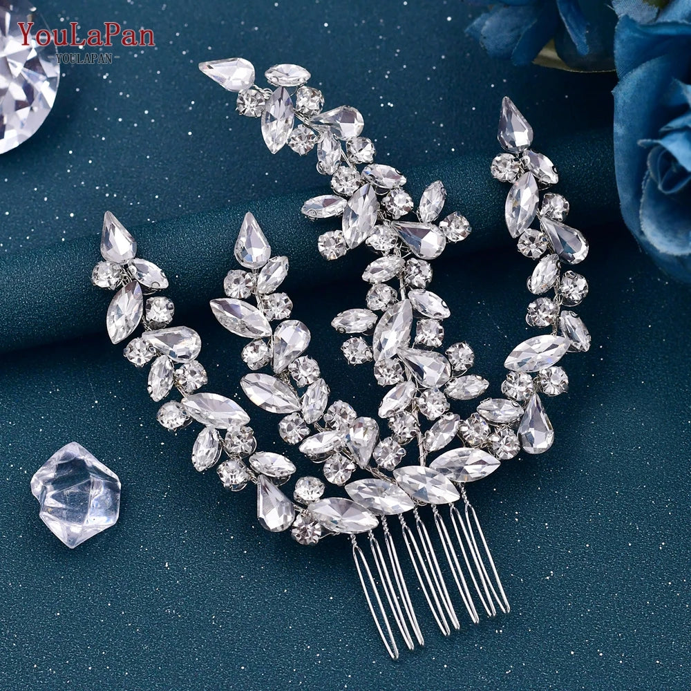 YouLaPan Bling Rhinestone Headband Wedding Bridesmaid Headwear Women Fashion Hair Accessories Handmade Bride Tiara HP438 - KIMLUD