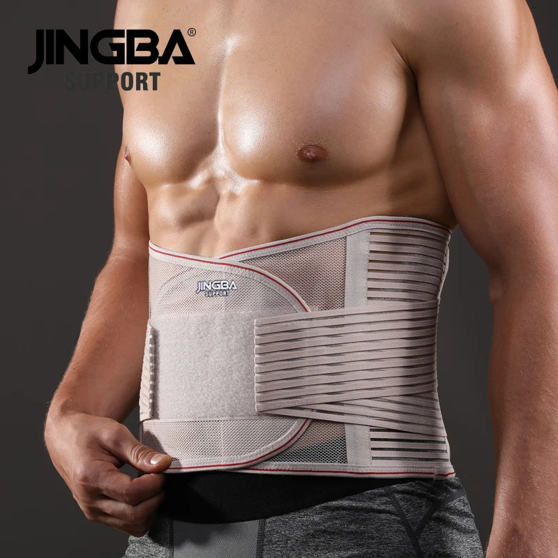 JINGBA SUPPORT Orthopedic Corset Back Support Belt Men Back Brace Belt Fajas Lumbares Ortopedicas Protection Spine Support Belt - KIMLUD