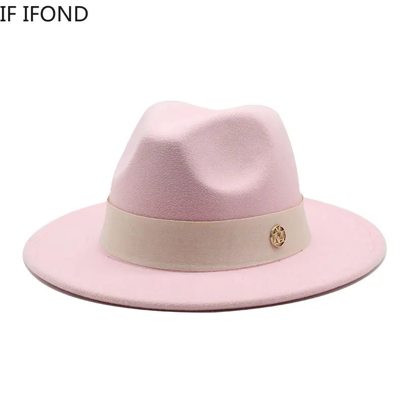 KIMLUD, New Fedora Hat For Women Winter Elegant Fashion Formal Wedding Decorate Church Cap Panama Party Jazz Hat chapeau femme, KIMLUD Womens Clothes