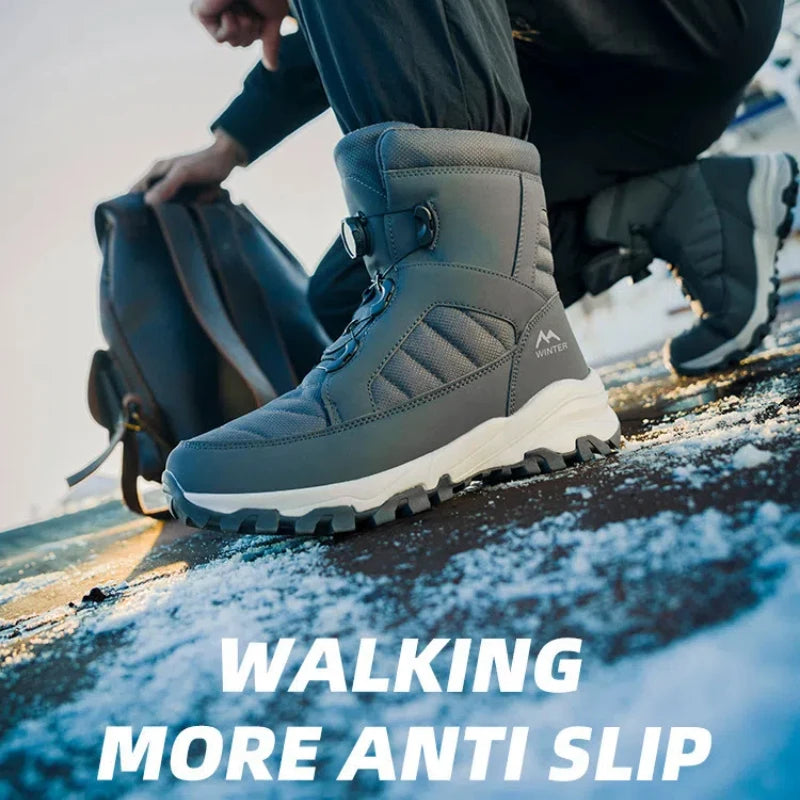 Men's Snow Boots with Thick Fleece Women Ankle Boots Waterproof and Anti Slip Winter Fashion Travel Big Cotton Shoes Size 36-46