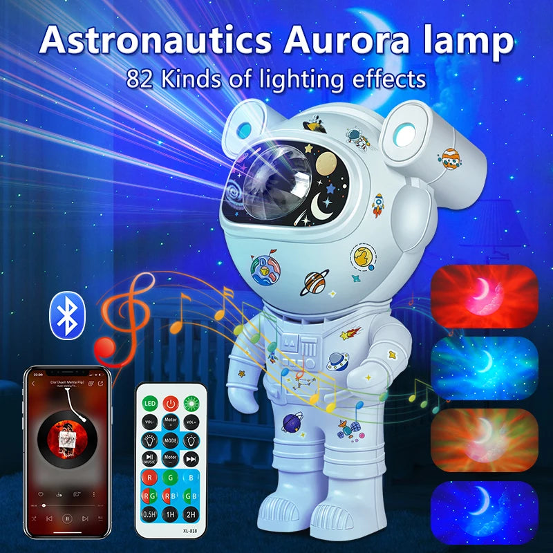 Kids Star DIY Projector Night Light with Remote Control 360 Adjustable Design Astronaut Nebula Galaxy Lighting for Children - KIMLUD