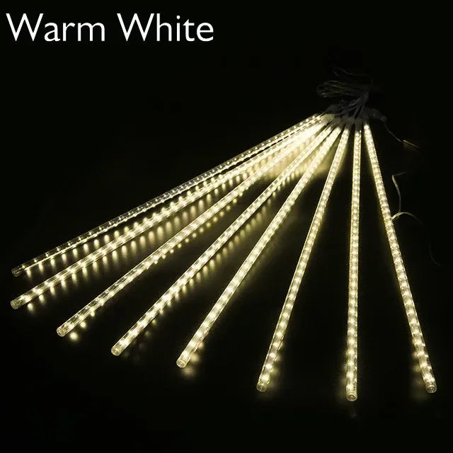 LED Meteor Shower Rain Lights Waterproof Falling Raindrop Fairy String Light for Christmas Holiday Party Patio Decor 50CM 30CM