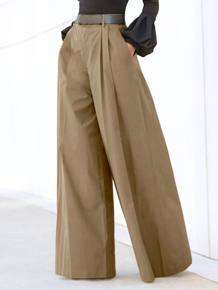 Plus Size 5XL VONDA Elegant Women Wide Leg Pants 2024 Casual Solid Color Long Trousers Loose Pockets Fashion High Waist Pantalon